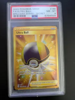 2022 Pokemon SWSH Brilliant Stars FA Ultra Ball #186 - PSA 8 - Image 1