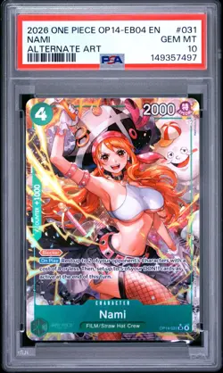 2026 One Piece OP14 EB04 EN Nami Alternate Art #031 PSA 10 GEM MINT - Image 1