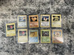 1999 Pokemon base set shadowless non holo 9 card lot - Image 1