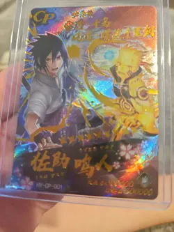 Naruto Premium Booster Sasuke and Naruto HY-CP-001 Foil Holo Trading Card SECRET - Image 3