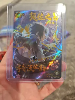 Naruto Premium Booster Sasuke Uchiha HY-CP-011 Foil Holo Trading Card SECRET - Image 1