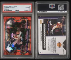 2020-21 Panini Prizm LeBron James #1 Red Cracked Ice Prizm Lakers PSA 10 GEM MT - Image 3