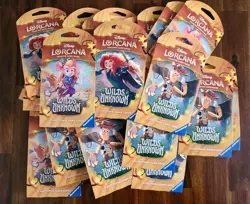 DISNEY LORCANA WILDS UNKNOWN SLEEVED / BLISTER BOOSTER PACK LOT OF 20 - Image 1