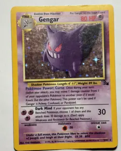 Pokemon Gengar Card 5/62 Fossil Unlimited Holo Rare 1999 WOTC MP - Image 1