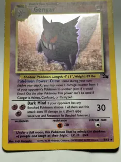 Pokemon Gengar Card 5/62 Fossil Unlimited Holo Rare 1999 WOTC MP - Image 2
