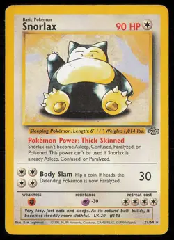 SNORLAX 27/64 JUNGLE UNLIMITED POKEMON CARD MODERATELY PLAYED - Image 1