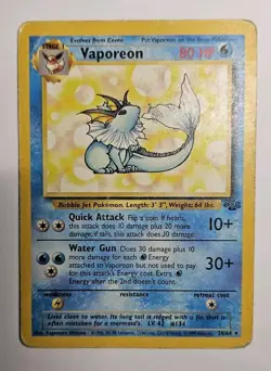 VAPOREON 28/64 - JUNGLE POKEMON CARD PLAYED - Image 1