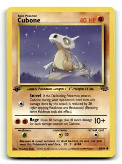 Cubone 50/64 Common Jungle Pokemon 1st Edition LP - Image 1