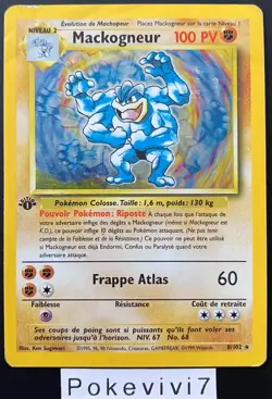 Carte Pokemon MACKOGNEUR 8/102 Holo Set de Base EDITION 1 Wizards FR - Image 1