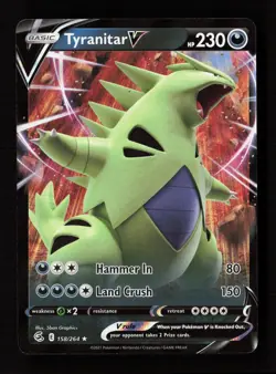 Tyranitar V 158/264 Holo V Rare Fusion Strike Pokemon Near Mint - Image 1
