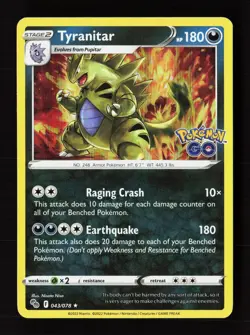 Tyranitar 043/078 Holo Rare Pokemon GO Pokemon Near Mint - Image 1