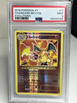 (PSA 9) CHARIZARD ~2016 Pokemon TCG EVOLUTIONS REVERSE HOLO #11/108 🔥 LOOK! - Image 1