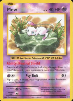 Mew 53/108 Holo Rare Evolutions Pokemon Reverse Holo MP - Image 1