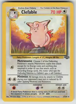 Clefable 17/64 Rare Jungle Pokemon Moderately Played - Image 1