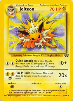 Jolteon 20/64 Rare Jungle Pokemon Unlimited Moderately Played - Image 1