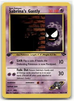 Sabrina's Gastly 96/132 Common Gym Challenge Pokemon 1st Edition NM/M - Image 1