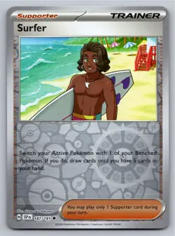 Surfer 187/191 Uncommon Surging Sparks Pokemon Reverse Holo Near Mint - Image 1