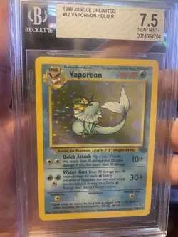 1999 POKEMON JUNGLE 12 VAPOREON-HOLO BGS 7.5 BECKETT - Image 3