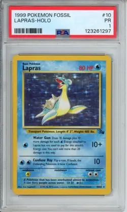 1999 Pokemon Fossil Lapras Holo 10/62 PSA 1 - Image 1
