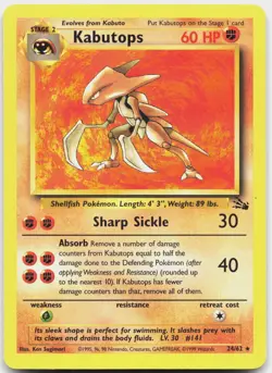 Kabutops 24/62 Rare Fossil Pokemon Lightly Played - Image 1