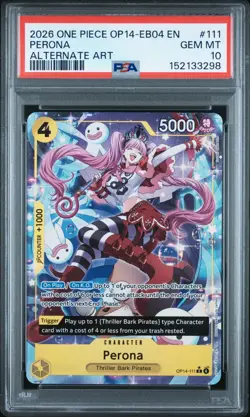 2026 ONE PIECE OP14-EB04 | ALTERNATE ART #111 PERONA PSA 10 - Image 1