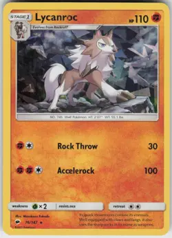 Lycanroc (Cracked Ice Holo) 76/147 Holo Rare Deck Exclusives Lightly Played - Image 1