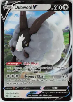 Played Holo Dubwool V 153/192 V Rare Rebel Clash Moderately Played - Image 1