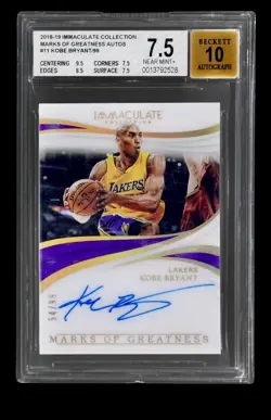 2018-19 Panini Immaculate Kobe Bryant Marks Of Greatness Auto /99 Lakers BGS - Image 1