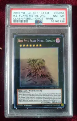 Yu-Gi-Oh Red-Eyes Flare Metal Dragon CORE-EN054 PSA 8 NM-MINT 1st Ed Ghost Rare! - Image 1