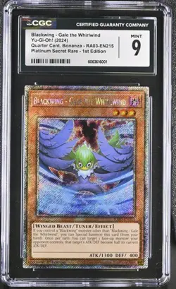 Blackwing - Gale The Whirlwind *CGC 9* RA03-EN215 *Platinum Secret Rare* Yugioh - Image 1