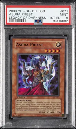 2003 YU-GI-OH! LOD-LEGACY OF DARKNESS 1ST ED #071 ASURA PRIEST PSA 9 - Image 1