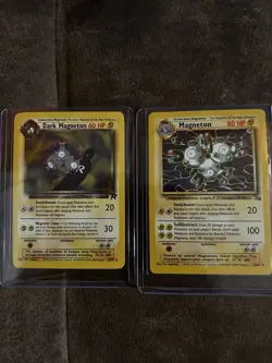 2 Rare Magneton Cards – Dark Magneton Team Rocket + Magneton WOTC – LP - Image 1