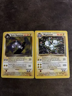 2 Rare Magneton Cards – Dark Magneton Team Rocket + Magneton WOTC – LP - Image 2