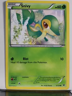 Snivy 5/124 - LP - XY Fates Collide Pokemon Card - Atsuko Nishida Art - Image 1