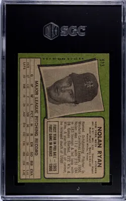 1971 Topps #513 Nolan Ryan -strong- SGC 5 EX Pitcher New York Mets HOF - Image 2