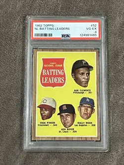 1962 Topps 1961 NL Batting Leaders Bob Roberto Clemente #52 PSA 4 VG-EX HOF! - Image 1
