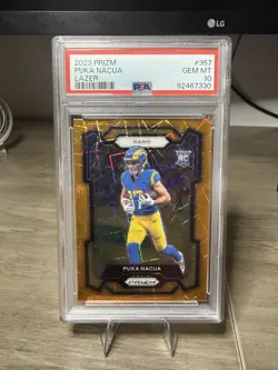 2023 Panini Prizm Puka Nacua RC Lazer Prizm #357 PSA 10 Rams - Image 1