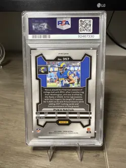 2023 Panini Prizm Puka Nacua RC Lazer Prizm #357 PSA 10 Rams - Image 2