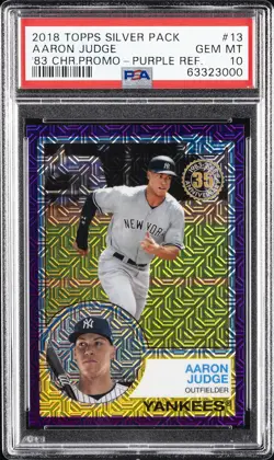 2018 TOPPS SILVER PACK 1983 CHROME PROMO PURPLE REFRACTOR #13 AARON JUDGE PSA 10 - Image 1