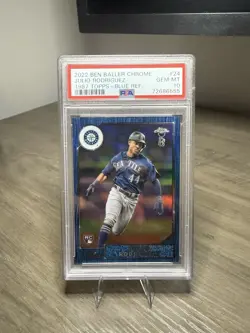 Julio Rodriguez 2022 Ben Baller Topps Chrome 1987 Blue Refractor RC #/75 PSA 10 - Image 1
