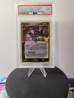 Greninja Gold Star SWSH144 #144 ETB Promo 2021 Pokemon Celebrations PSA Mint 9 - Image 1