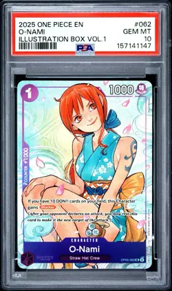 O-Nami (Illustration Box Vol.1) OP05-062 One Piece Promotion Cards Foil PSA 10 - Image 1