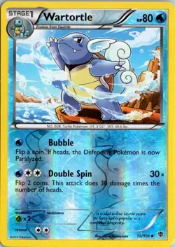 WARTORTLE 15/101 UNCOMMON PLASMA BLAST POKEMON REVERSE HOLO LP - Image 1
