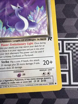 Pokemon Dark Dragonair TCG Unlimited Uncommon Card 33/82 Vintage 1999 WOTC - Image 4