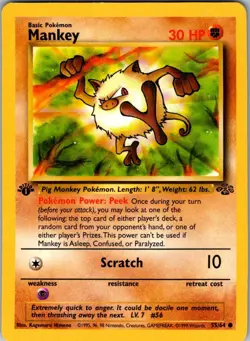 Mankey 55/64 Common Jungle Pokemon 1st Edition Near Mint - Image 1