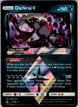 Darkrai ◇ 77/156 Prism Star Rare Ultra Prism Pokemon Holo Lightly Played - Image 1