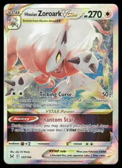 Pokemon Cards Hisuian Zoroark VSTAR 147/196 Lost Origin Holo Rare VSTAR NM *2 - Image 1