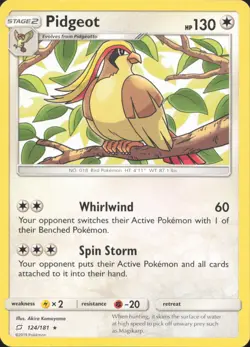 Pidgeot 124/181 Rare Team Up Pokemon Near Mint - Image 1