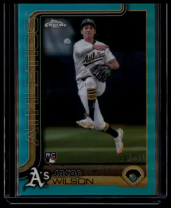 2025 Topps Chrome #96 Jacob Wilson Teal Refractor 144/299 Rookie Card (RC) !!! - Image 1