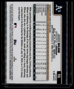 2025 Topps Chrome #96 Jacob Wilson Teal Refractor 144/299 Rookie Card (RC) !!! - Image 2
